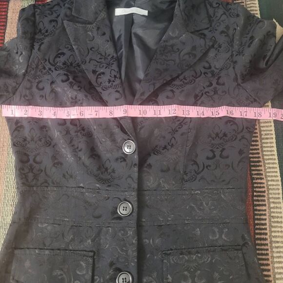Vtg 90s Charlotte Russe Jacquard Black Jacket Sz 5/6 Button Front Goth Vampire - Picture 8 of 10
